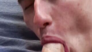Skinny guy sucks hard cock before having his ass pounded