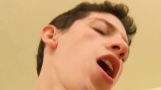 Barely legal teen fucked up his tight anus after sucking cock