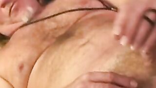 Mature blond amateur masturbates small cock solo and cums