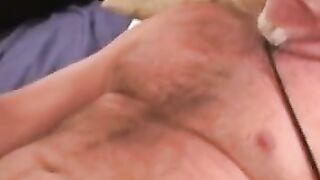 Mature blond amateur masturbates small cock solo and cums