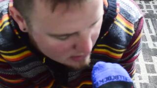 Feet licking and toe sucking with a dude going down on bear