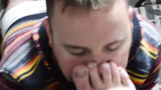 Feet licking and toe sucking with a dude going down on bear