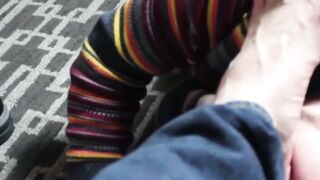 Feet licking and toe sucking with a dude going down on bear