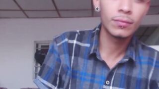 Pretty amateur Juan jerks off his big dick with two hands