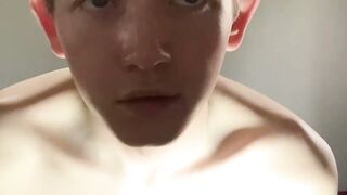 Beautiful teen Conor Rey teases his big throbbing cock solo