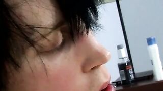 Solo foot sniffing time and jerking off for cute emo twink