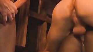 Interracial anal threesome with muscular big cocked hunks