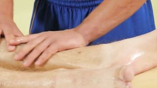 Athletic jock got a handjob and erotic massage from teammate