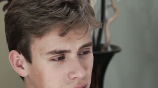 Handsome inked hunk banging young jock after rimjob