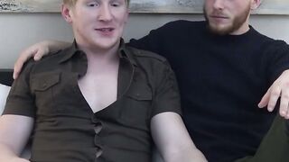 Blonde jock Spencer Daley groans hard after getting his dick sucked by transgender Lu