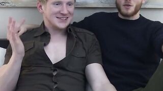 Blonde jock Spencer Daley groans hard after getting his dick sucked by transgender Lu