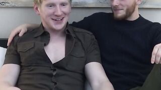 Blonde jock Spencer Daley groans hard after getting his dick sucked by transgender Lu