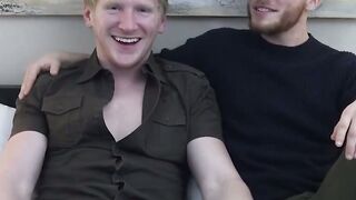 Blonde jock Spencer Daley groans hard after getting his dick sucked by transgender Lu
