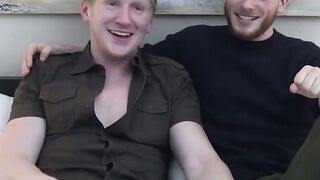 Blonde jock Spencer Daley groans hard after getting his dick sucked by transgender Lu