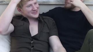 Blonde jock Spencer Daley groans hard after getting his dick sucked by transgender Lu