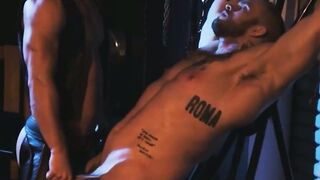 I mouth fucked and drilled beefy jock Davin Strong in the dungeon and he moans loudly