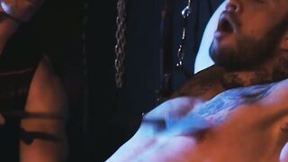 I mouth fucked and drilled beefy jock Davin Strong in the dungeon and he moans loudly