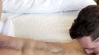 Handsome jock enjoys deepthroating a huge stiff sausage