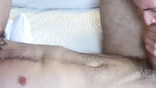 Handsome jock enjoys deepthroating a huge stiff sausage