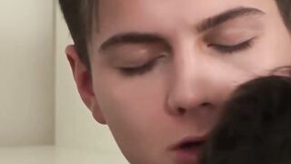 Muscular tattooed jock fucks twink bareback for our pleasure