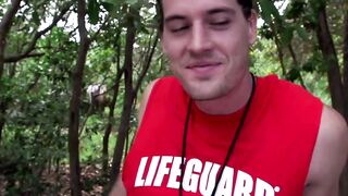Handsome lifeguard bent over and pounded by hung jock