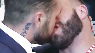 Diego Reyes deepthroats suit hunk before hardcore pounding
