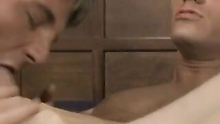 Blonde twinks deepthroat and anal drilling ends with facial