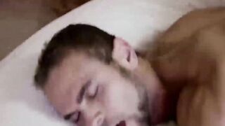 Big dick muscular yoga guru barebacking his skinny student