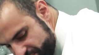 Inked classy hunk Matthew Anders drilling hairy businessman