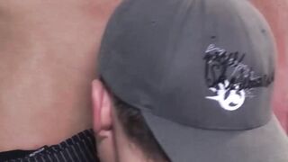 Jock sucks his cock and receives a blowjob before fucking