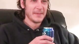 Skinny athletic amateur is jerking off his cock on camera
