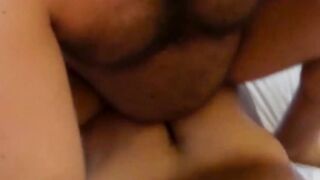 Some hardcore anal bareback with two gay hairy bears