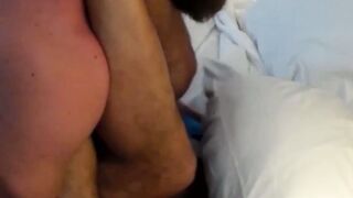 Some hardcore anal bareback with two gay hairy bears