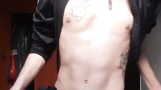 Tattooed amateur Latino jerks off himself until cumshot