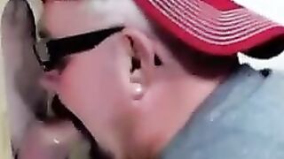 Cock hungry slut sucking delicious cocks in a gloryhole