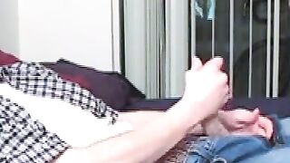Horny Darrell takes out his cock from his pants
