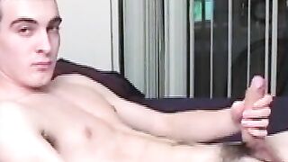 Horny Darrell takes out his cock from his pants