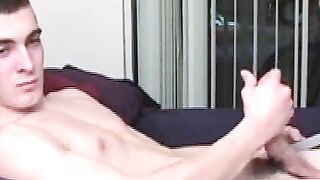 Horny Darrell takes out his cock from his pants