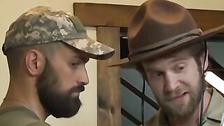 Army studs sucking and playing with sex toys before banging
