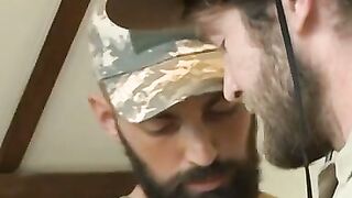 Army studs sucking and playing with sex toys before banging