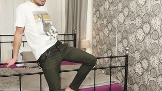 Sexy jock Jeffrey Lloyd hot foreskin tugging and wanking