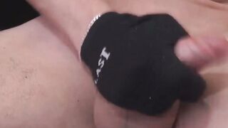 Barefoot stallion Cal gets horny and jerks off his big cock