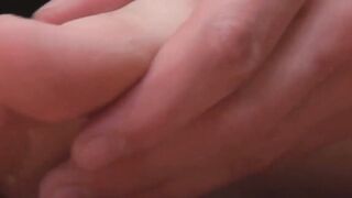 Barefoot stallion Cal gets horny and jerks off his big cock