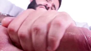 Hairy spanish Excelsior found pleasure as he stroked his gigantic dick