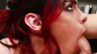 Stunning Chelsea Marie swallows cock after TS seduction