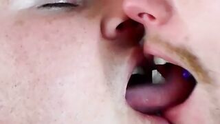 Leo Blueâs enormous tongue darts and dives deep into JC Dickersons mouth