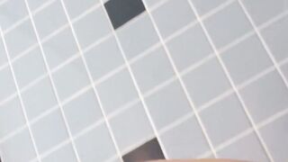 Busty Asian tranny Venus Lux wanking off during hot shower