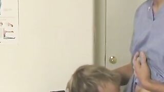 Blonde twink Josh Vonn blows cock and hard fucked by doctor