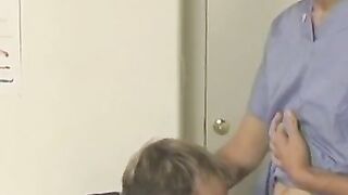 Blonde twink Josh Vonn blows cock and hard fucked by doctor