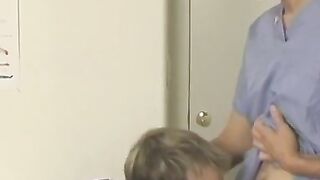 Blonde twink Josh Vonn blows cock and hard fucked by doctor